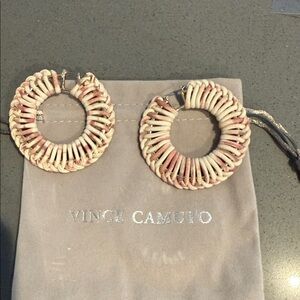 Vince Camuto Pink and Cream Woven Earrings